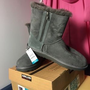 Kirkland Shearling Boots w Zipper Grey size 10 NIB
